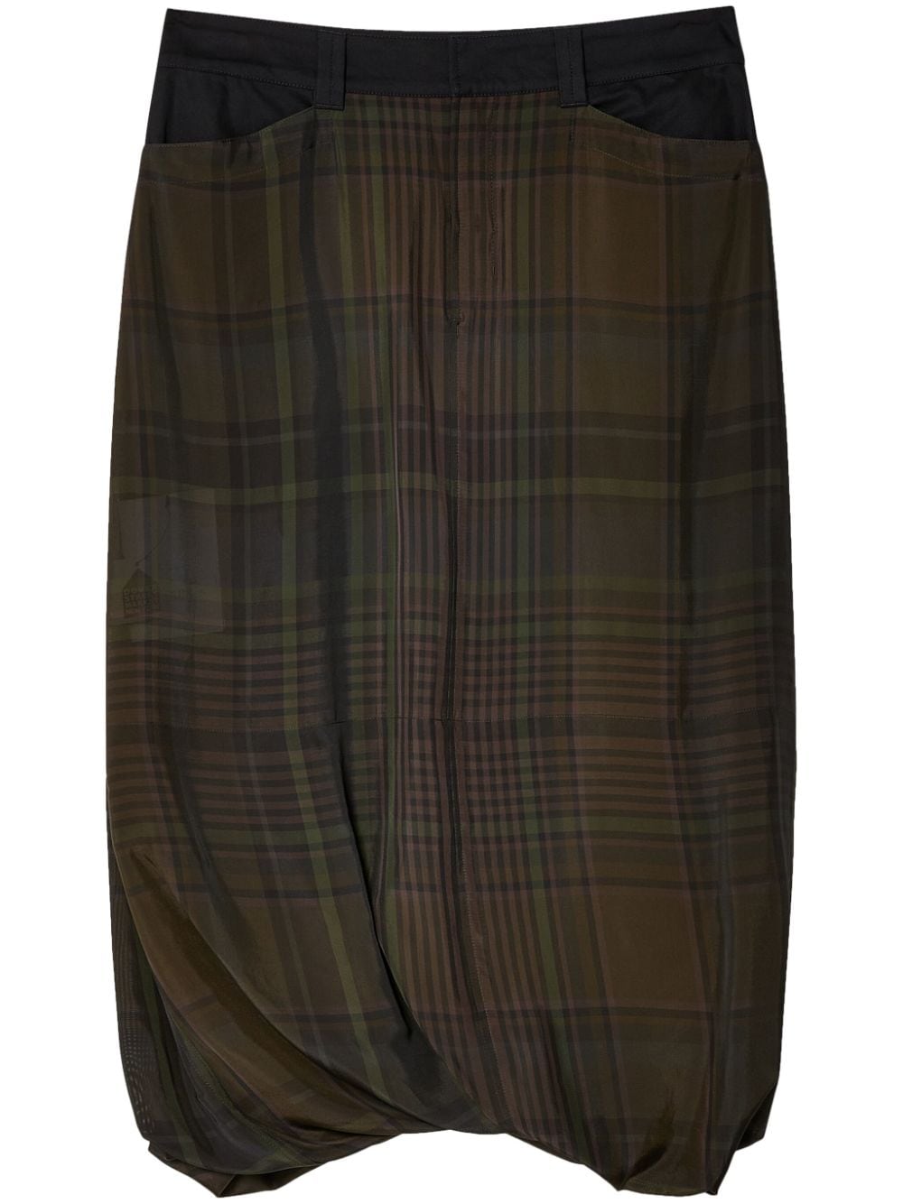Shop Lemaire Checked Twisted-hem Skirt In Brown