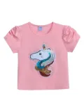 Mimi Tutu unicorn-appliqué T-shirt - Pink