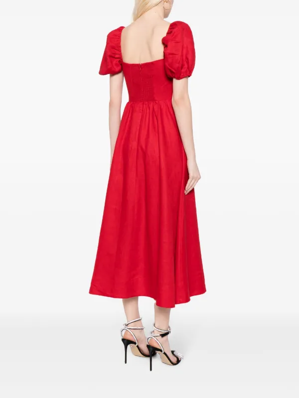 ワンピース reformation Marella Linen Dress Reformation Marella Linen Dress | Red | FARFETCH