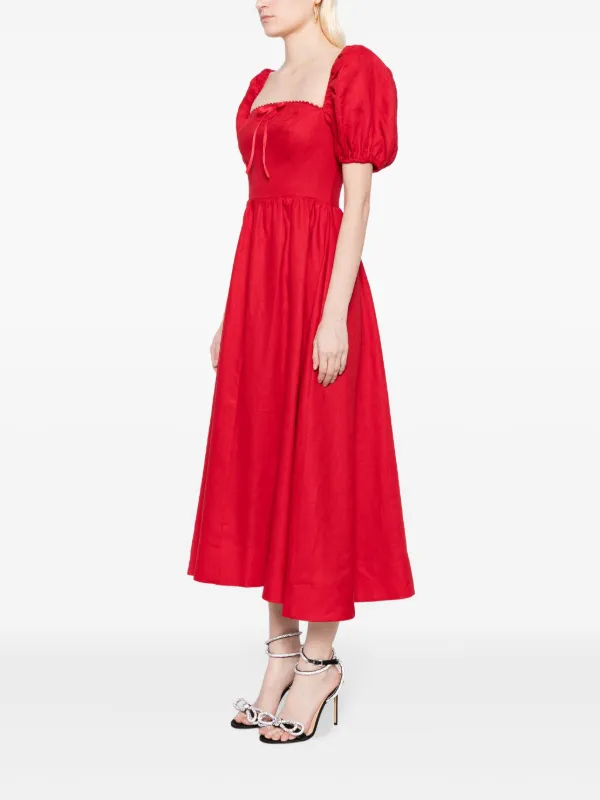 ワンピース reformation Marella Linen Dress Reformation Marella Linen Dress | Red | FARFETCH