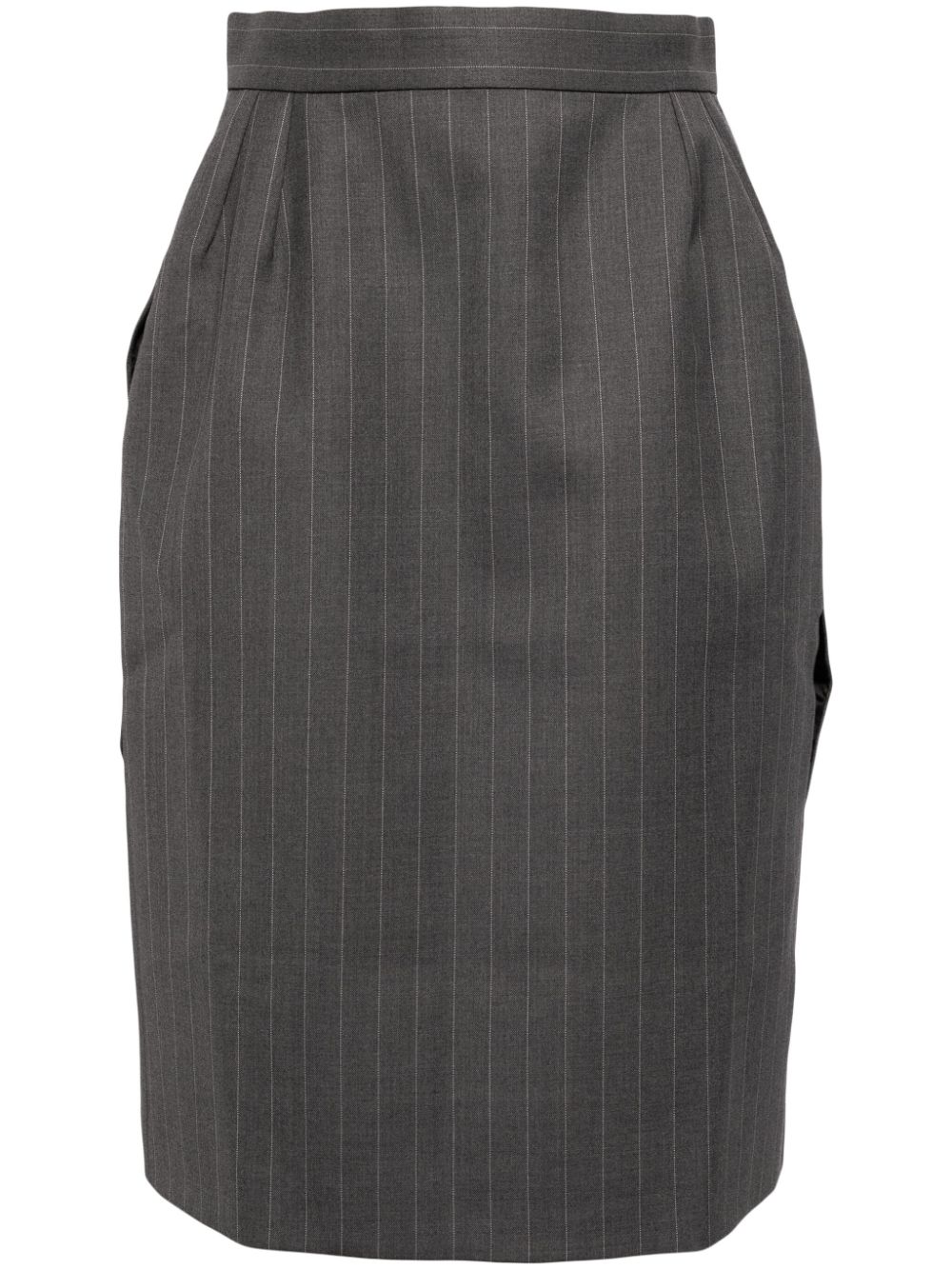 Shop Alainpaul Pinstriped Wool Top In Grey