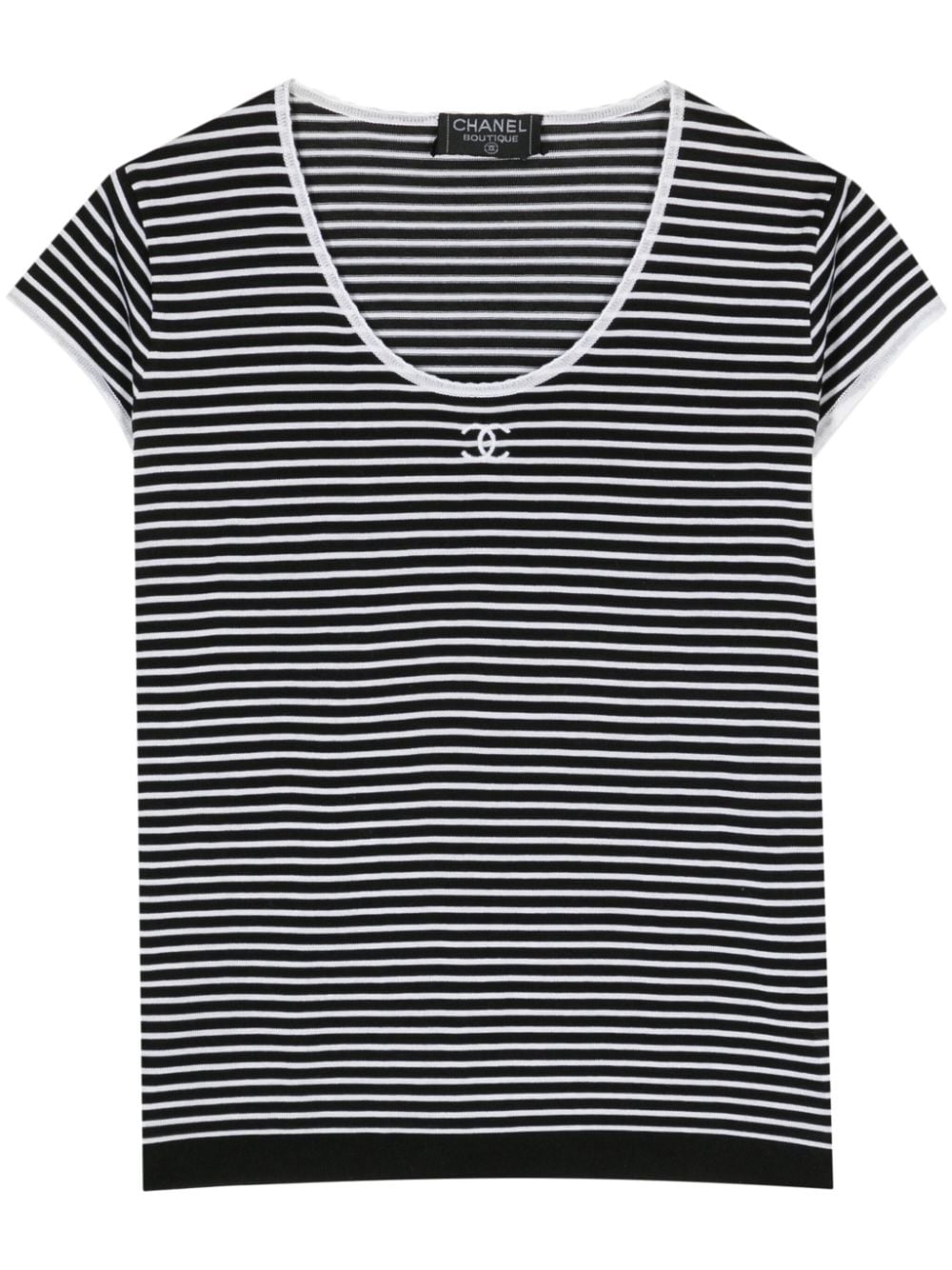 Pre-owned Chanel 2000s Cc Striped T-shirt In Black