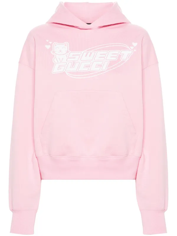 Gucci Sweet Gucci print Cotton Hoodie Pink FARFETCH PH
