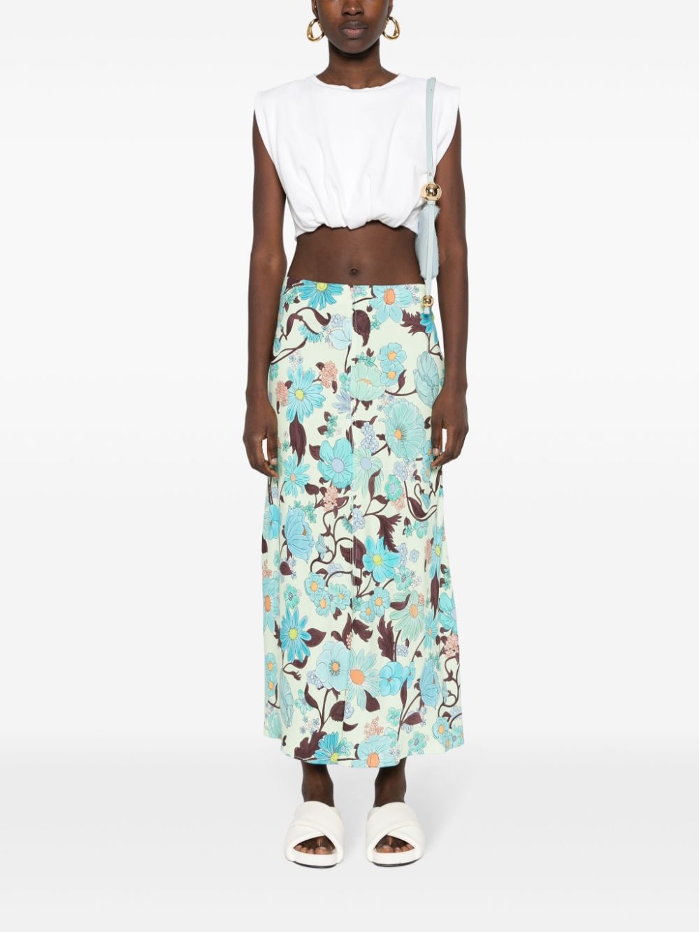 Shop Stella Mccartney Floral-print Skirt In Green