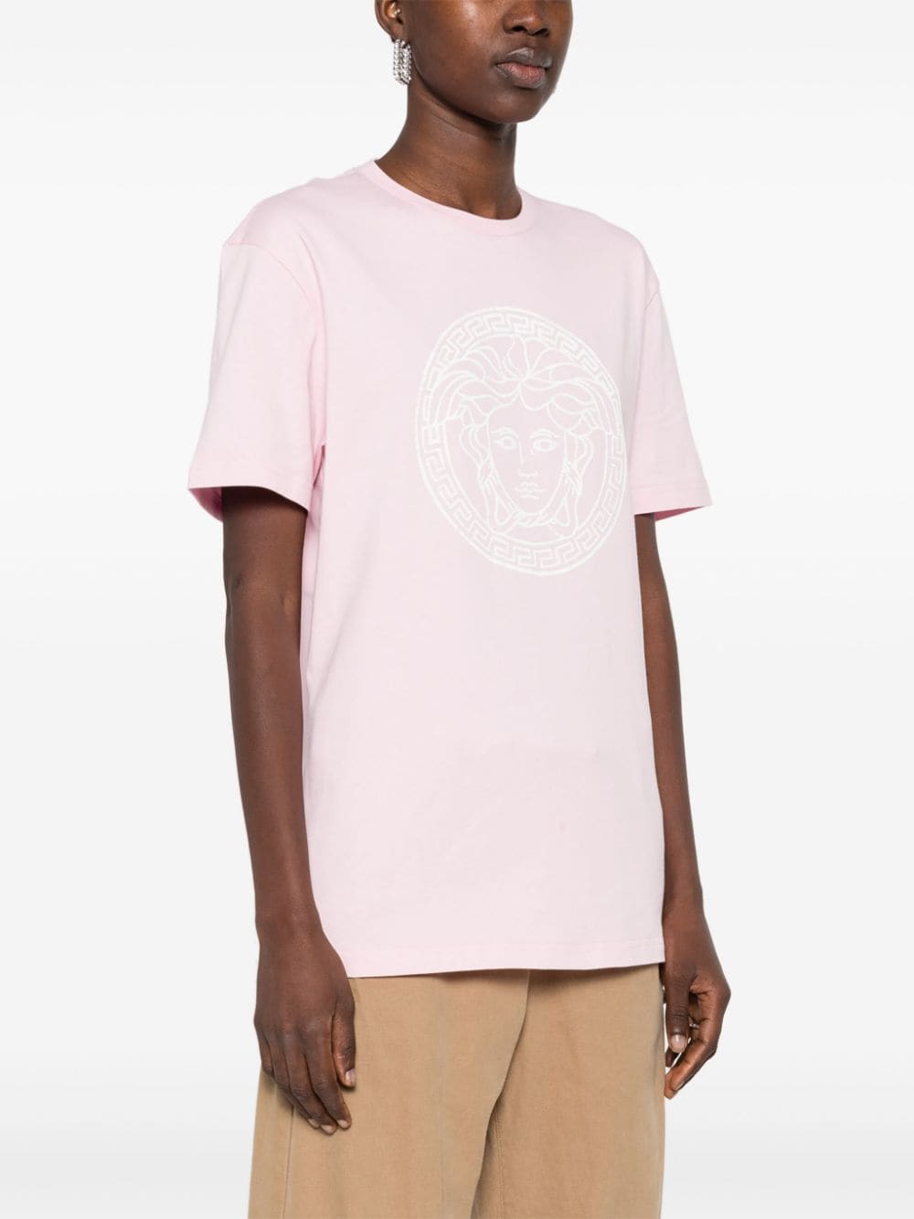 Shop Versace Medusa Head-print T-shirt In 粉色