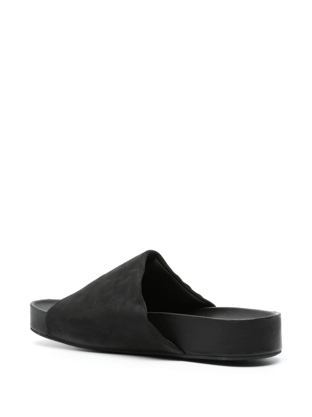 Shop Uma Wang Leather Slip-on Slides In Black