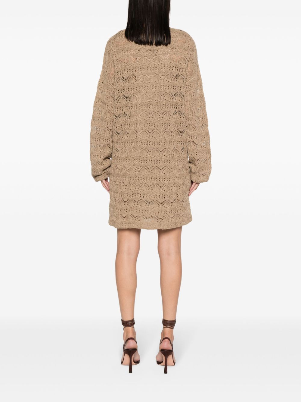 Shop Iro Lizami Crochet-knit Mini Dress In Brown