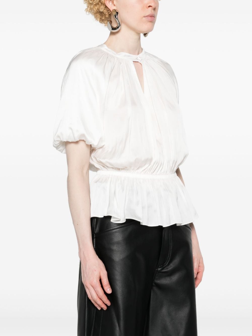 Shop Zadig & Voltaire Keyhole-neck Satin Blouse In White