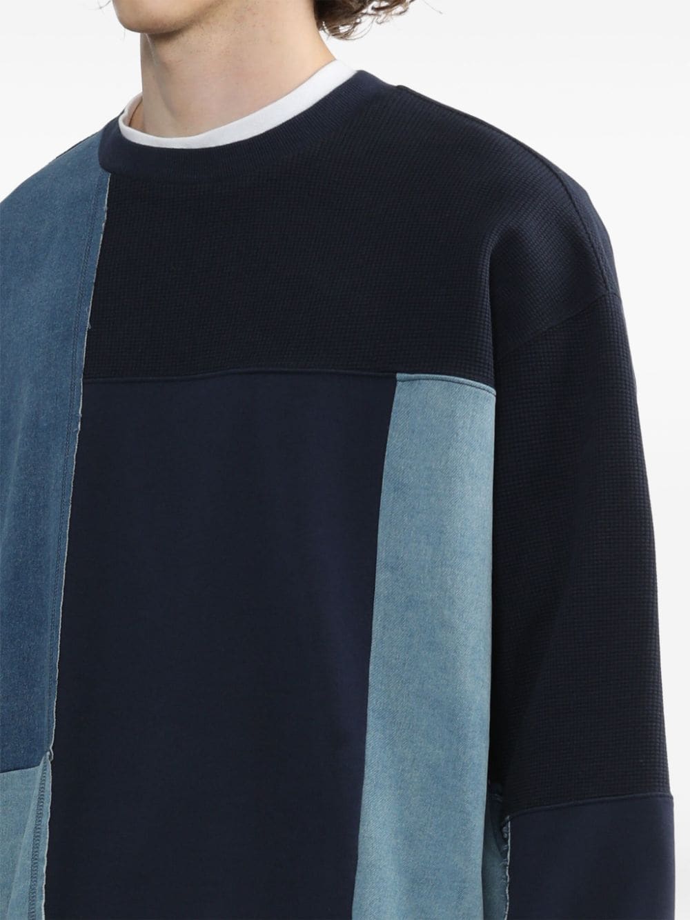 Shop Five Cm Patchwork Cotton Sweatshirt In Blue