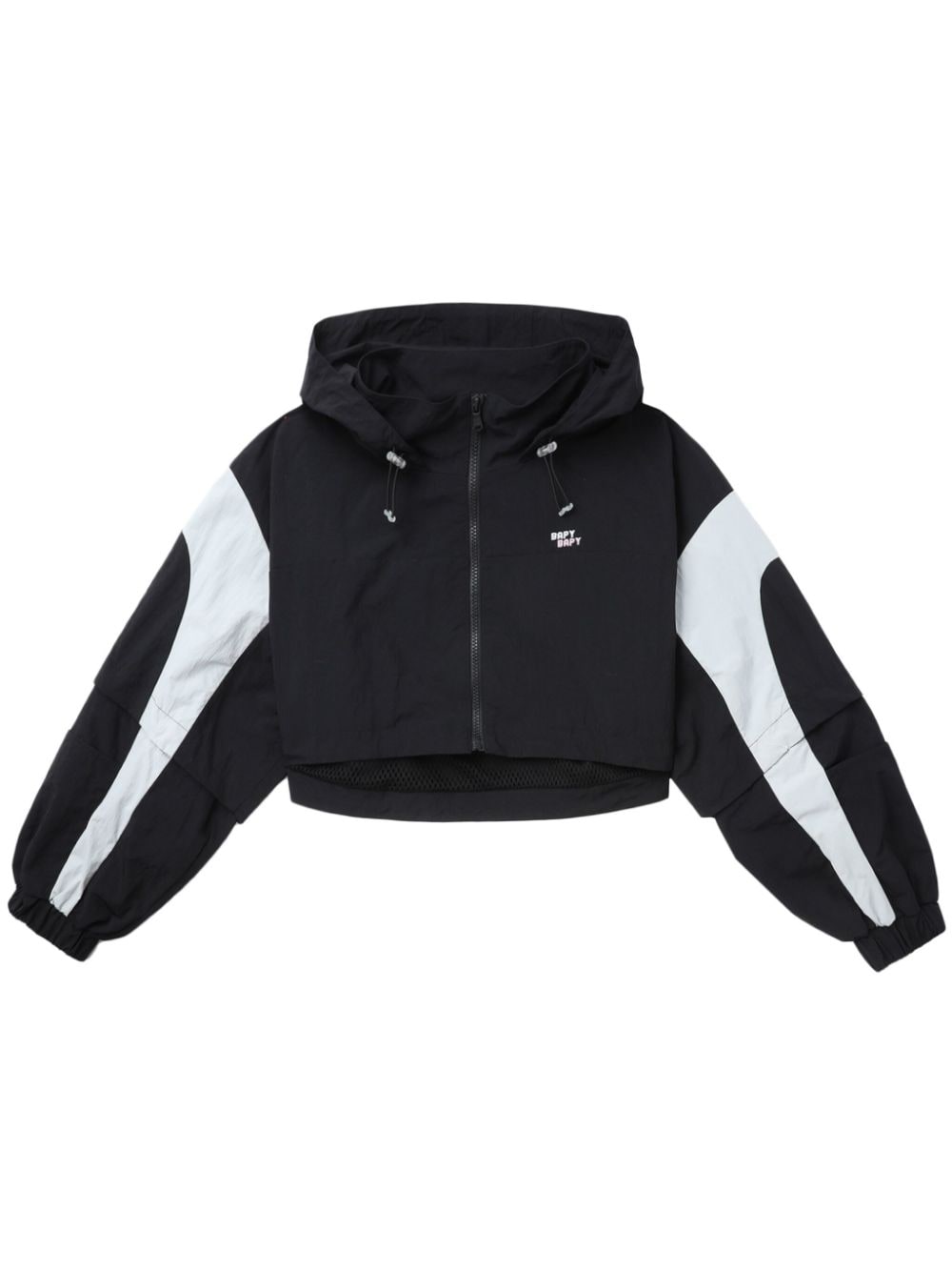 logo-print panelled hooded jacket