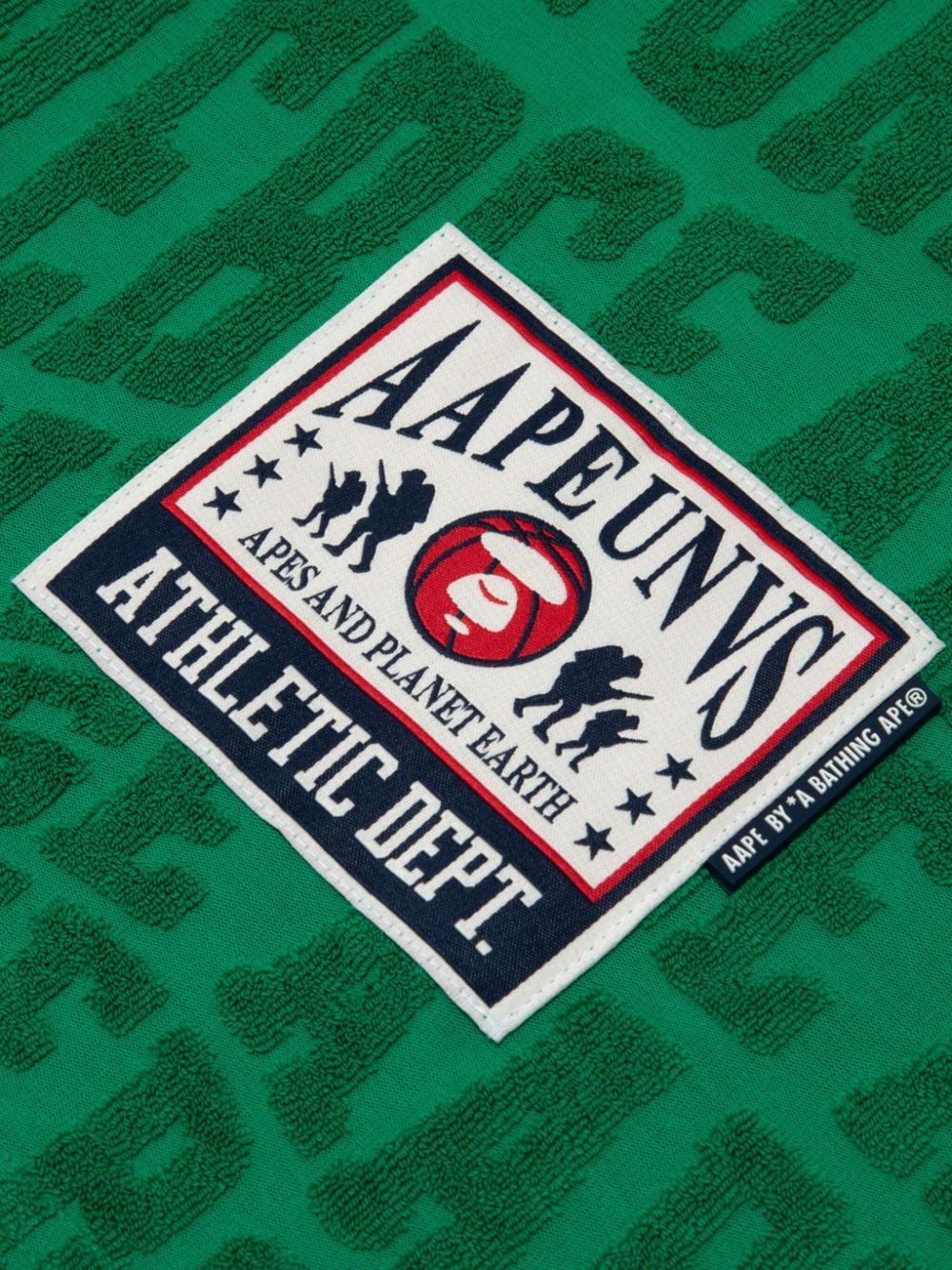 Shop Aape By A Bathing Ape Logo-patch Jacquard Terry T-shirt In Green