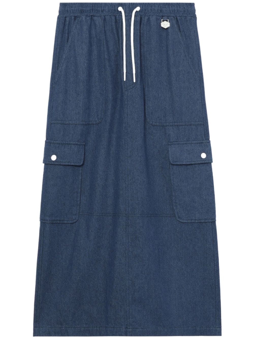 Chocoolate Elasticated-waist Denim Midi Skirt In Blue