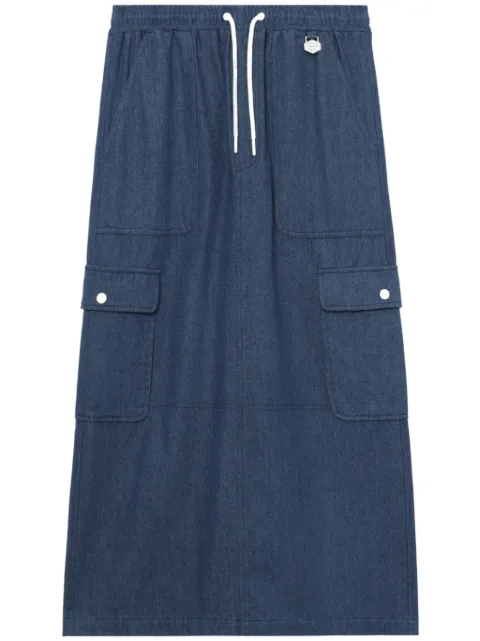 CHOCOOLATE elasticated-waist denim midi skirt