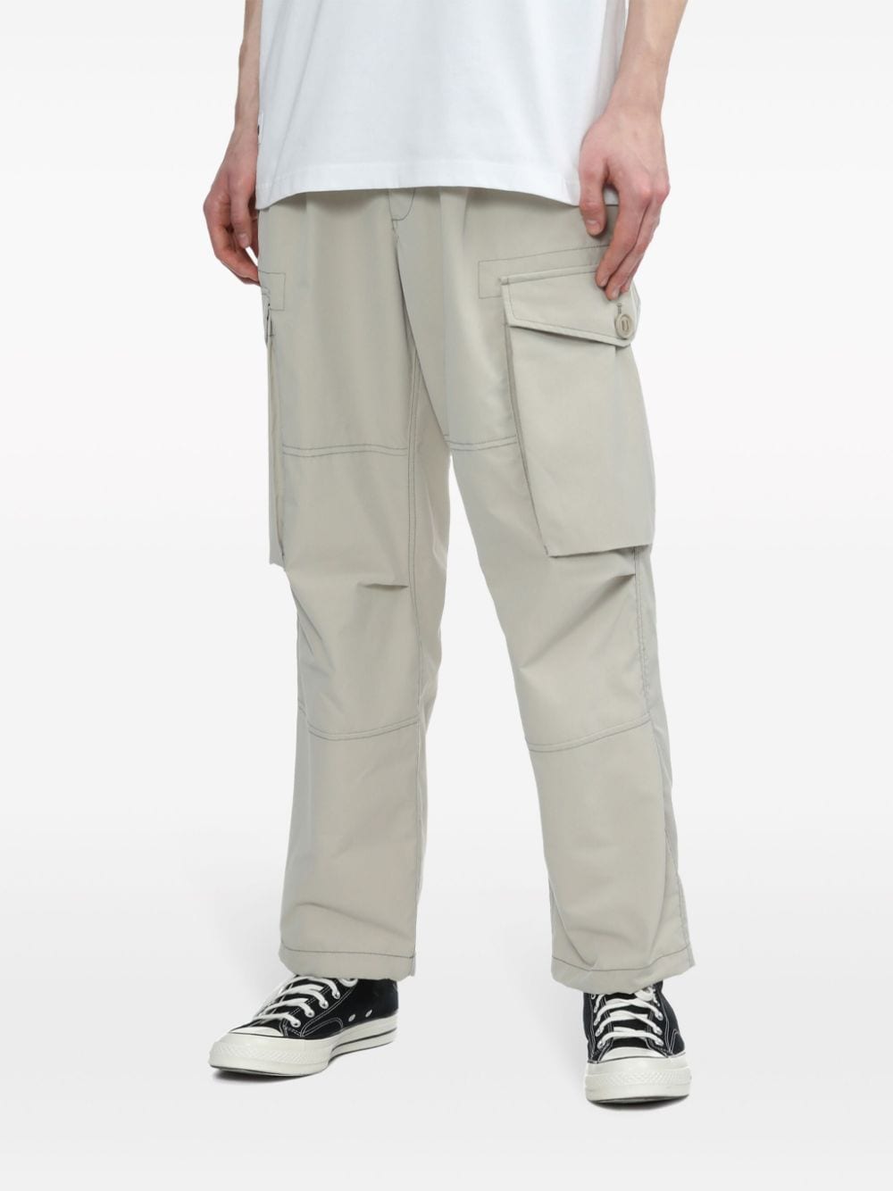 Shop Chocoolate Straight-leg Cargo Trousers In Neutrals