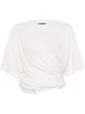 ALAINPAUL logo-embroidered draped T-shirt - White