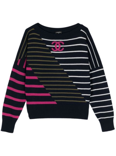 HOT SALE CHANEL 2000s CC patchwork cashmere jumper Women