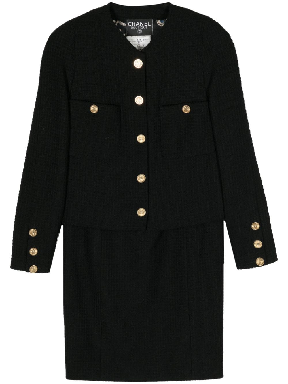 CHANEL Pre-Owned Tailleur con gonna anni '90 - Nero