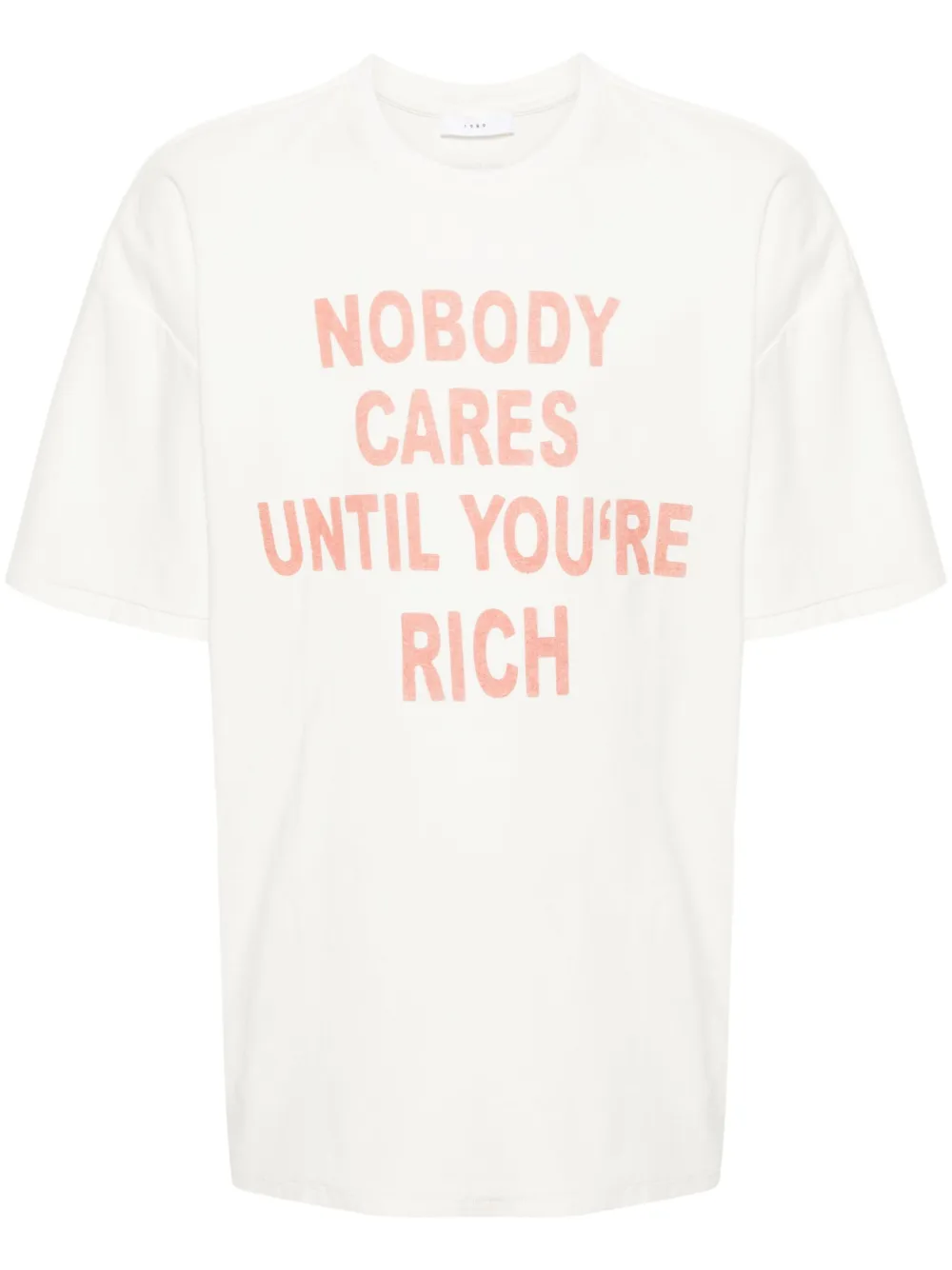 1989 STUDIO Katoenen T-shirt met tekst Beige