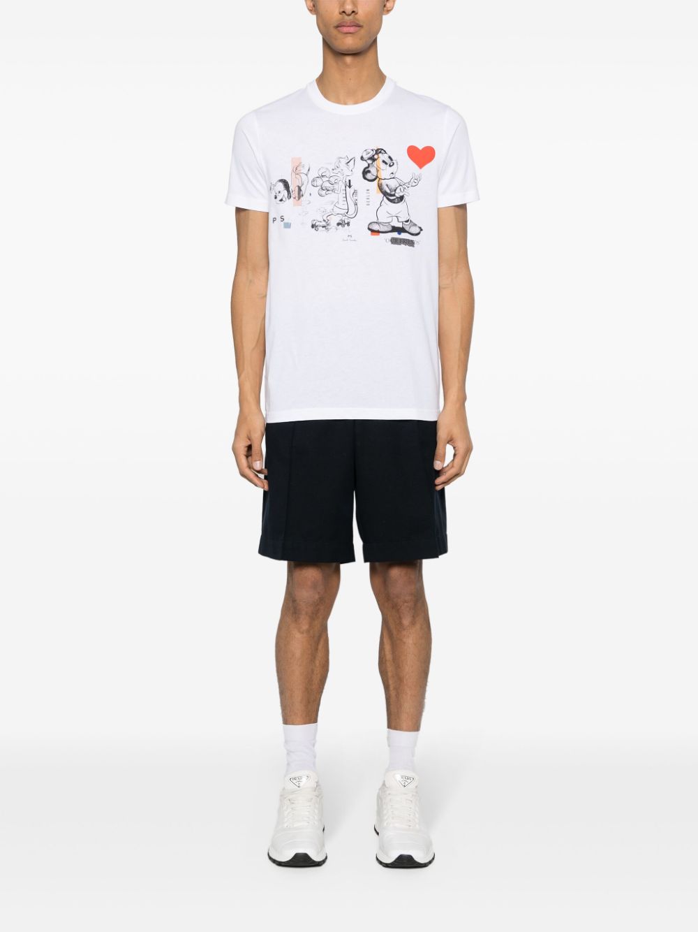 Shop Ps By Paul Smith Cartoon-print Cotton T-shirt In White