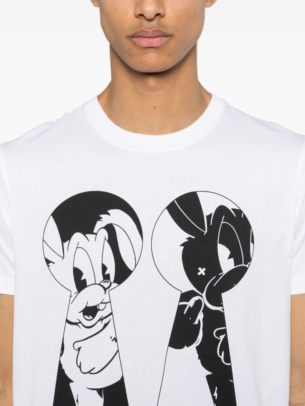 Shop Ps By Paul Smith Cartoon-print Cotton T-shirt In White