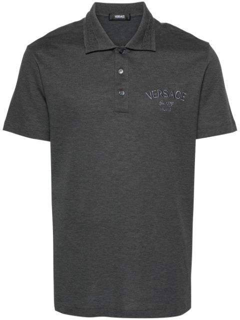 Versace logo-embroidered cotton polo shirt