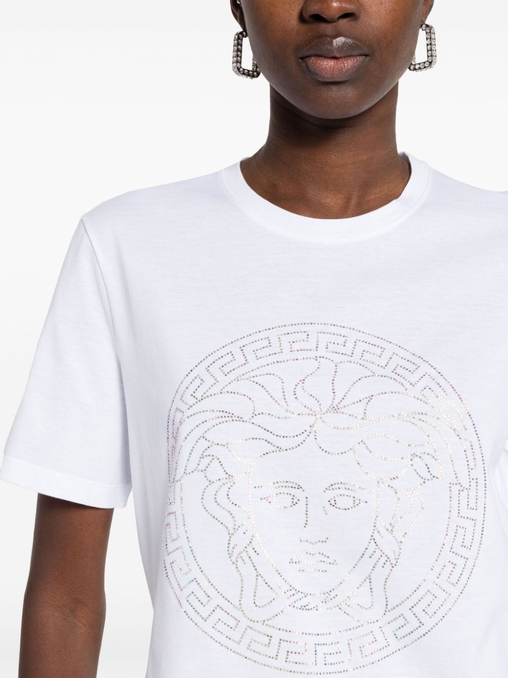 Versace T-shirt met kristallen Medusa Wit