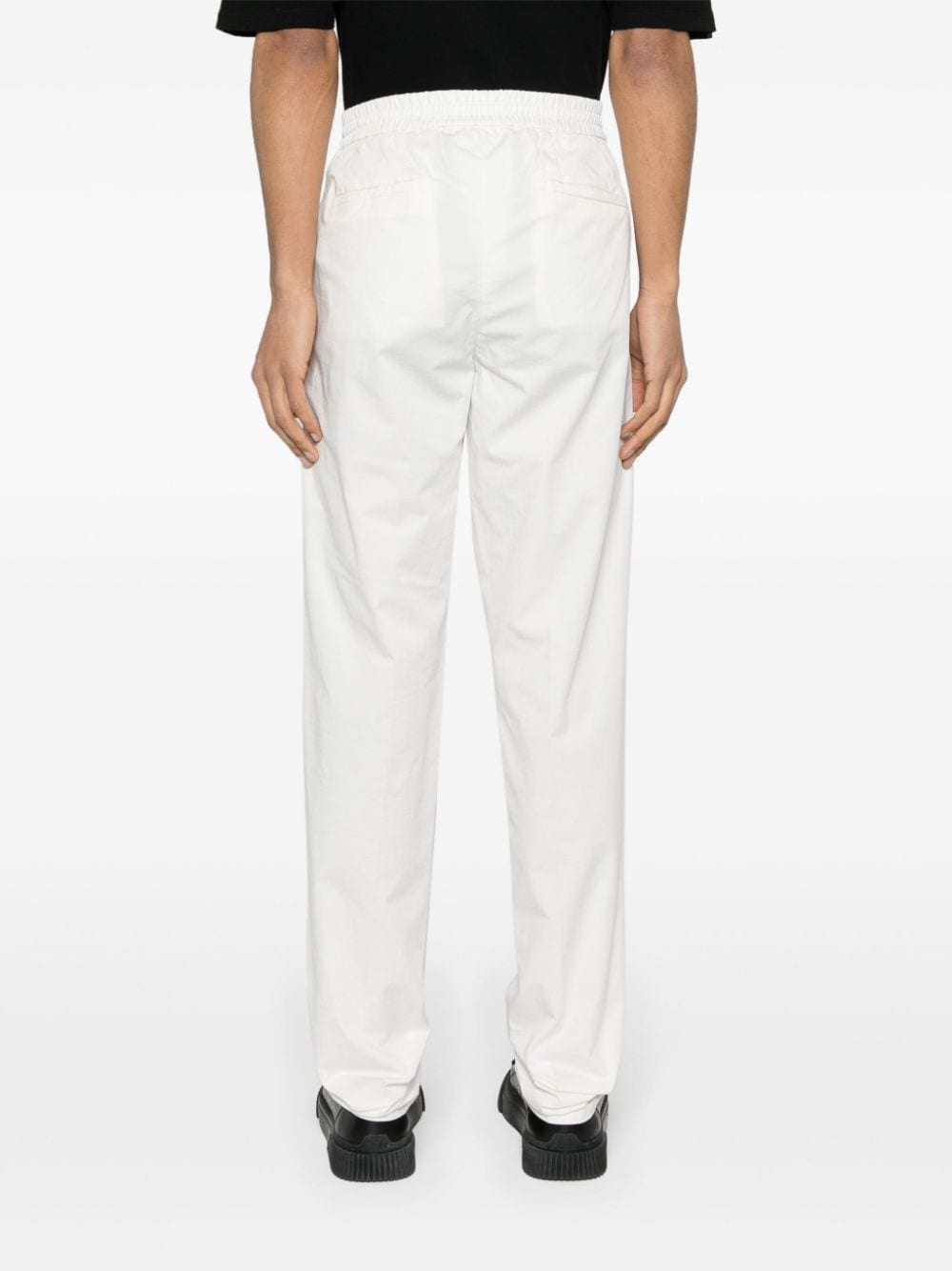 Shop Lardini Drawstring-waist Tapered Trousers In White