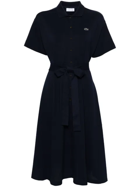 Lacoste crocodile-patch belted shirtdress