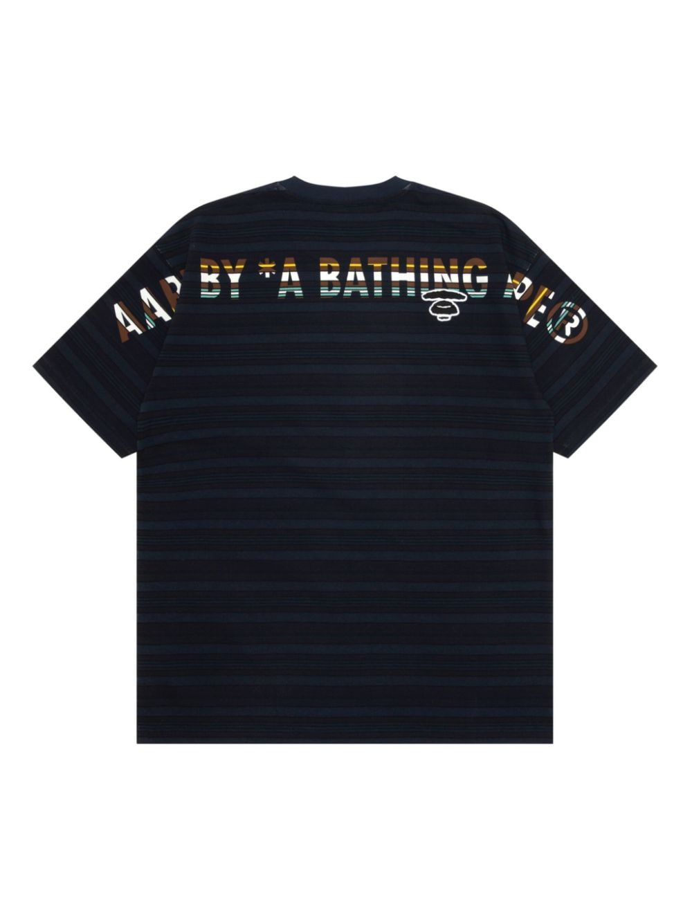 Shop Aape By A Bathing Ape Slogan-embroidered Striped T-shirt In Blue
