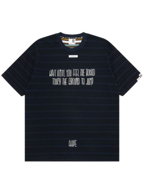 AAPE BY *A BATHING APE slogan-embroidered striped T-shirt Men