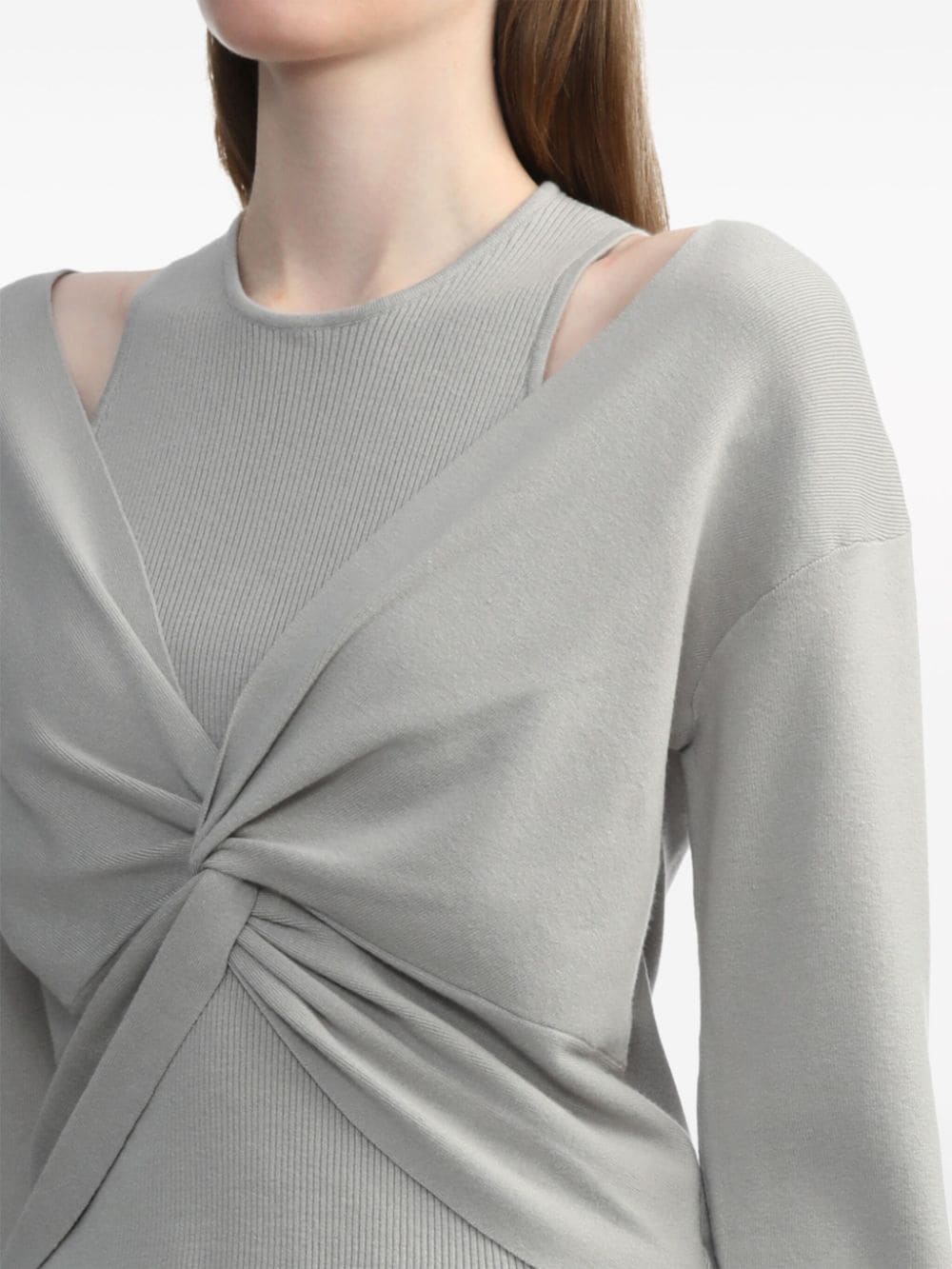 Shop Tout A Coup Layered Twisted Jumper In Grey