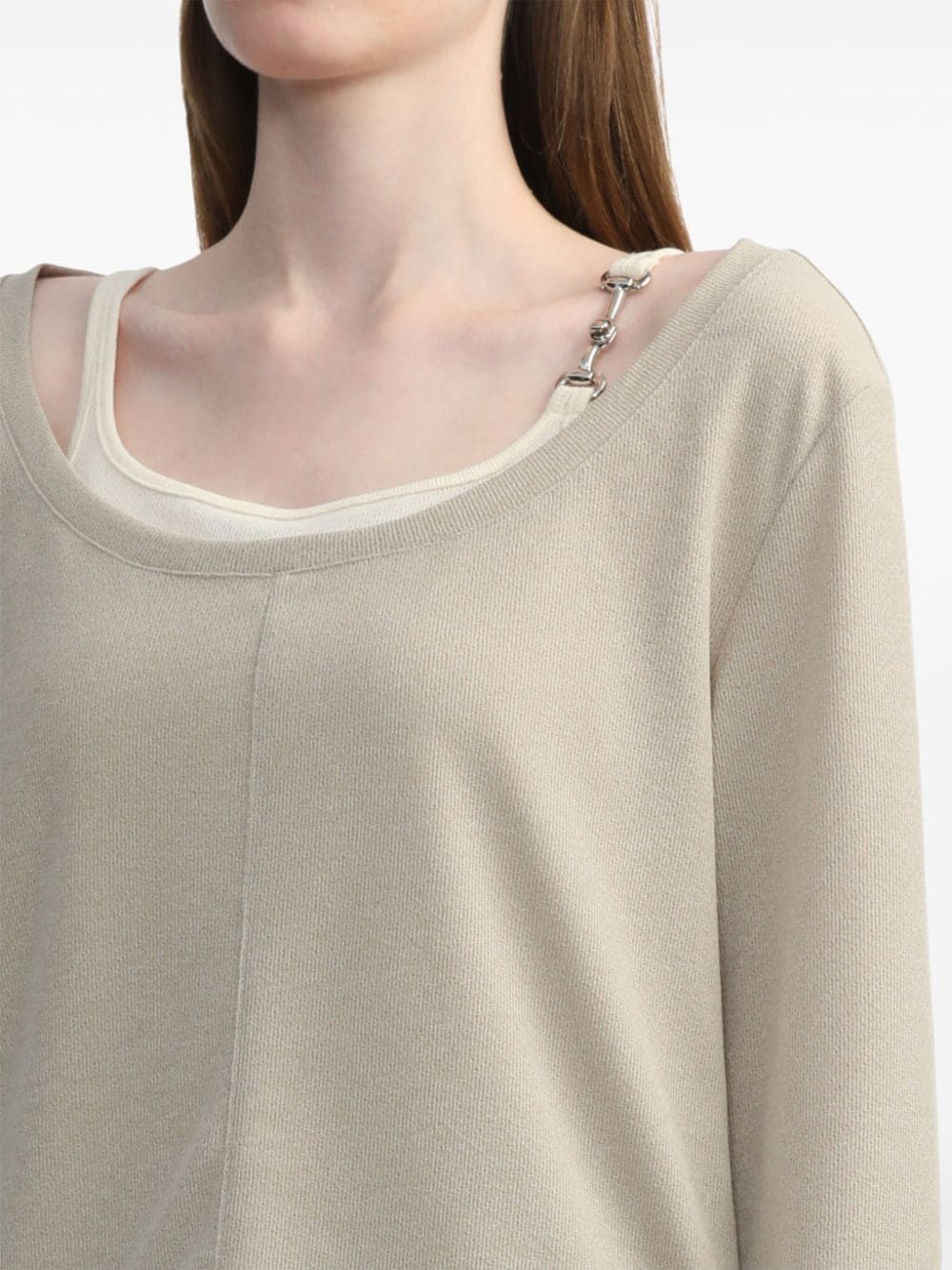 Shop Tout A Coup Layered Long-sleeve T-shirt In Neutrals