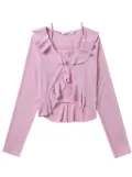 b+ab ruffled top and cardigan set - Purple