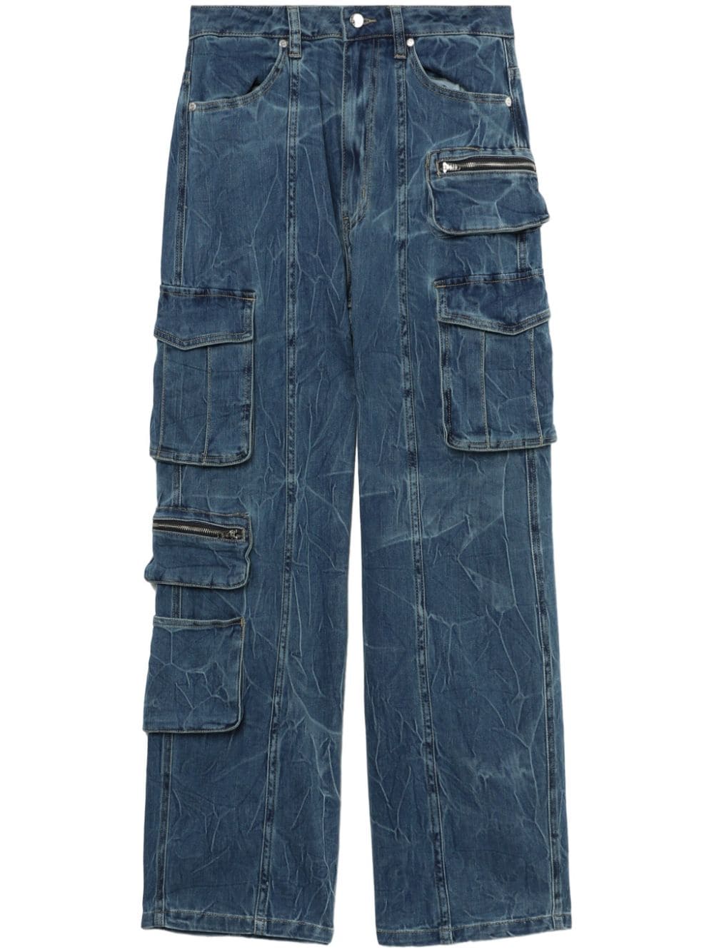 Izzue Tie-dye Cargo Jeans In Blue