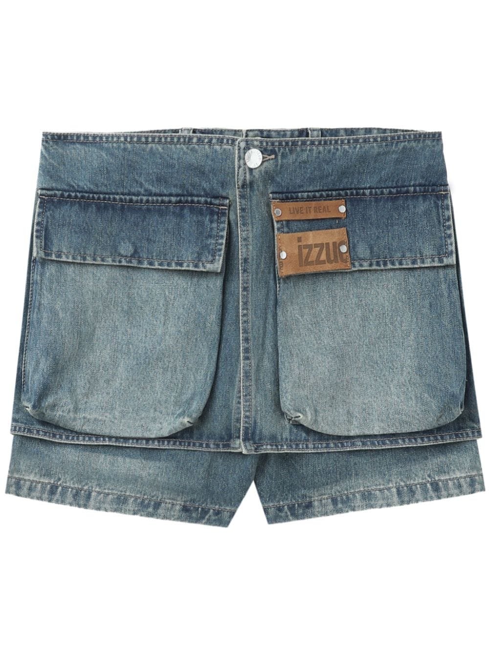 Izzue Cargo denim shorts met logopatch Blauw