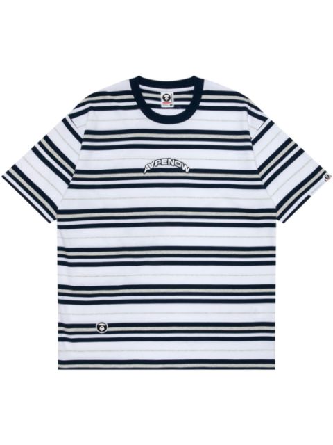 AAPE BY *A BATHING APE logo-embroidered striped cotton T-shirt Men