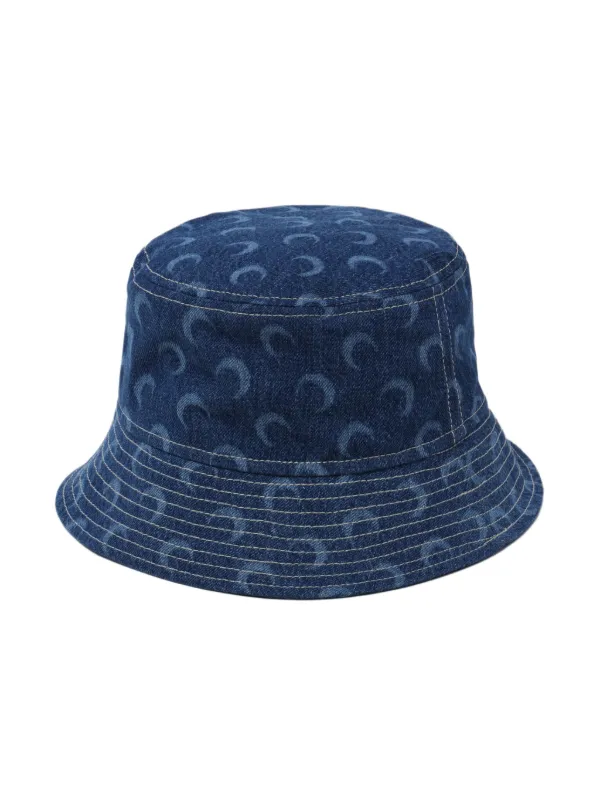 Marine Serre Crescent moon-print Denim Cap | Blue | FARFETCH AZ