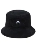 Marine Serre logo-embroidered cotton bucket hat - Black