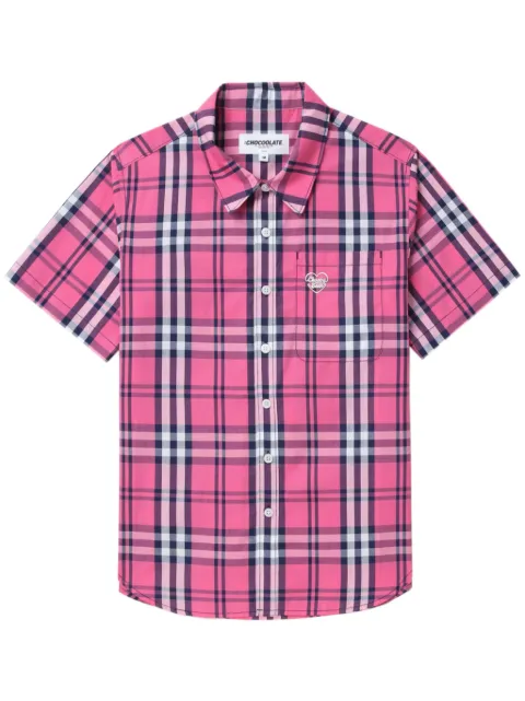 CHOCOOLATE logo-embroidered checked shirt