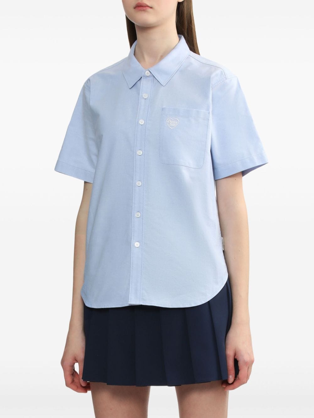 Shop Chocoolate Logo-embroidered Cotton Shirt In Blue