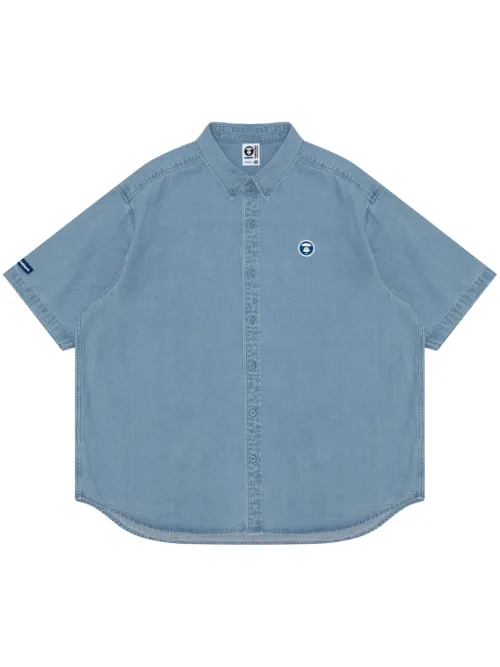 Chemise en jean délavé à patch Ape - AAPE BY *A BATHING APE® - Modalova