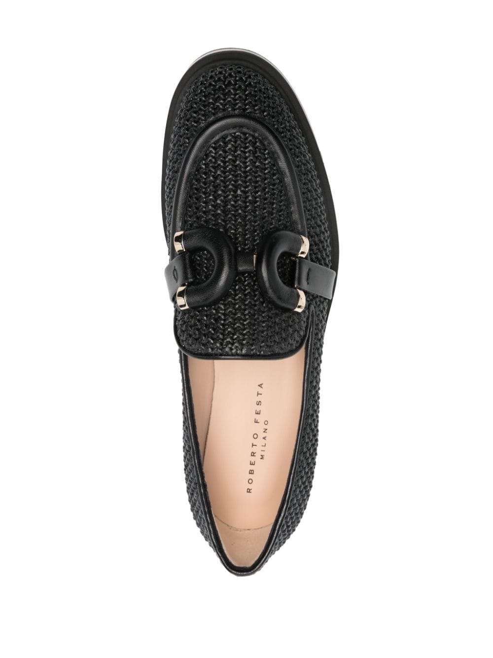 Shop Roberto Festa Ginevra Woven Loafers In Black