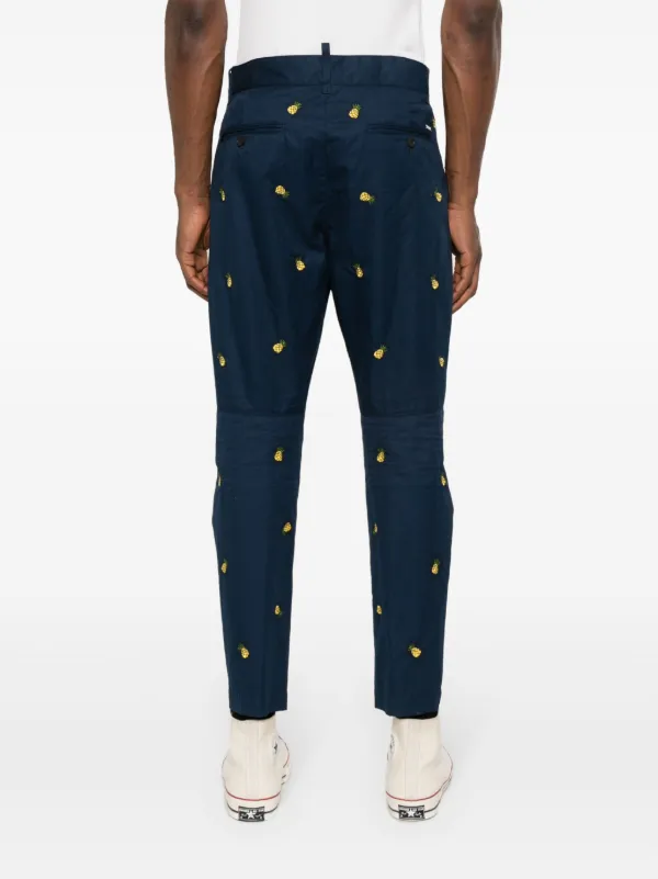 DSQUARED2 Embroidered Fruits Chino Pants | Blue | FARFETCH SG