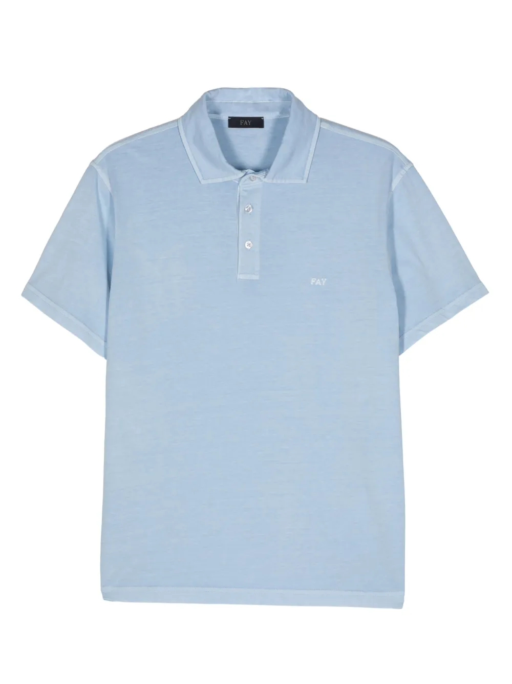 Fay logo-embroidered cotton polo shirt | Blue | Image 1