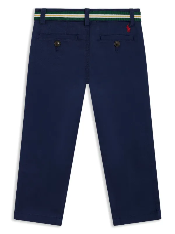 POLO RALPH LAUREN KIDS Belted slim fit Trousers Blue FARFETCH TR