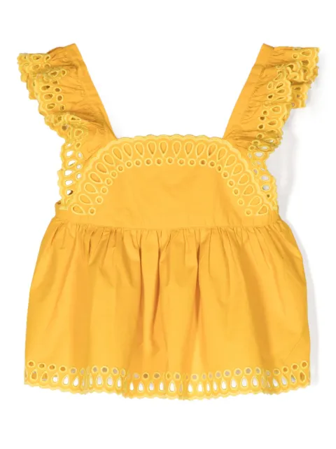 Stella McCartney Kids Ausgestellte Bluse mit Lochstickerei