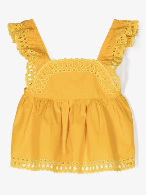 Stella McCartney Kids blusa acampana con bordado inglés