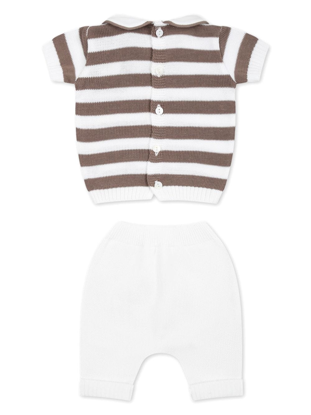 Shop Little Bear Striped Knitted Trousers Set In Brown