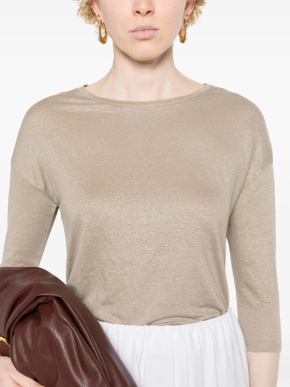 Majestic Linen-blend T-shirt In Neutrals