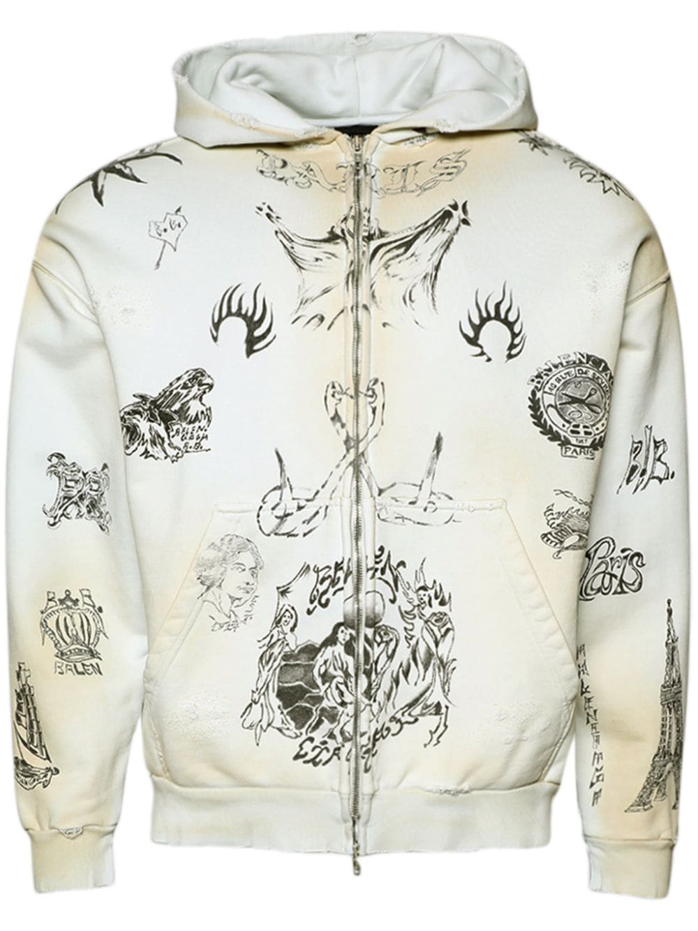 Tat zip-up cotton hoodie